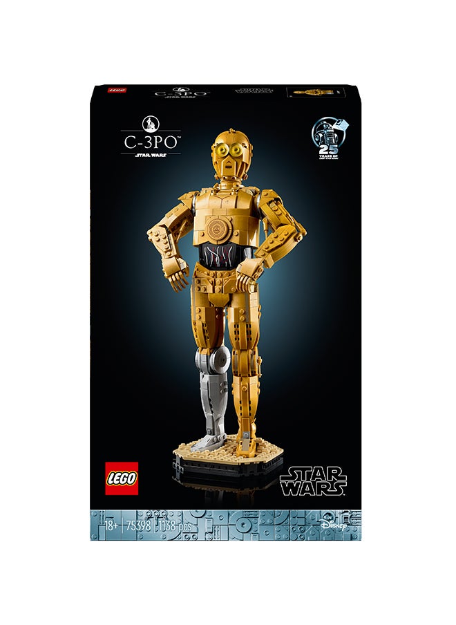 LEGO - Star Wars C-3PO Droid Figure Building Set, Collectible Model Kit for Adults to Build with Character Minifigure and Display Stand, Nostalgic Gift Idea for Men, Women, Him, Her & Fans 75398 - Image 1