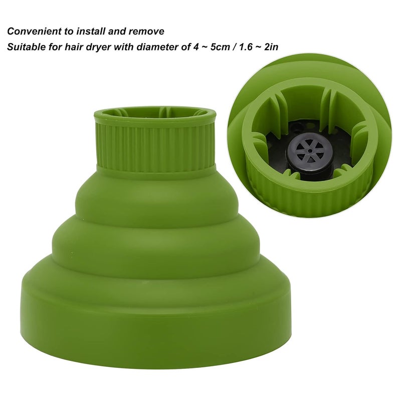 woobles Hair Dryer Diffuser Universal Collapsible Silicone Hair Dryer Diffuser Portable Travel Folding Hair Blow Dryer Diffuser(Green) Green - Image 3