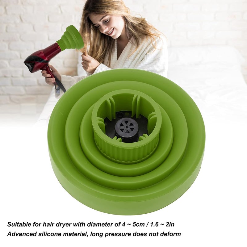 woobles Hair Dryer Diffuser Universal Collapsible Silicone Hair Dryer Diffuser Portable Travel Folding Hair Blow Dryer Diffuser(Green) Green - Image 2