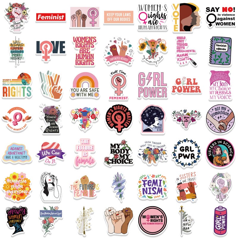 ZCGONG 100Pcs Inspirational Feminist Stickers Pack,Girl Power Rights Feminism Colorful Vinyl Sticker,Laptop Water Bottle Phone Skateboard Stickers Decals for Women Ladies Girls - Image 3
