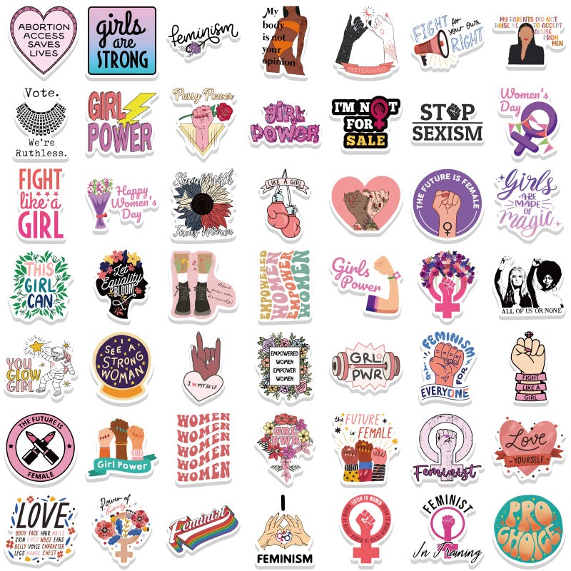 ZCGONG 100Pcs Inspirational Feminist Stickers Pack,Girl Power Rights Feminism Colorful Vinyl Sticker,Laptop Water Bottle Phone Skateboard Stickers Decals for Women Ladies Girls - Image 2