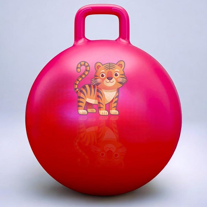 Stylbase Hop Bouncy Rubber Ball for Kids – 55cm Jumping Ball with Handle | Gym Ball for Exercise & Play | Baby Balls for Indoor Outdoor Fun | Kids Gym Equipment for Home (Color May Vary) - Image 1