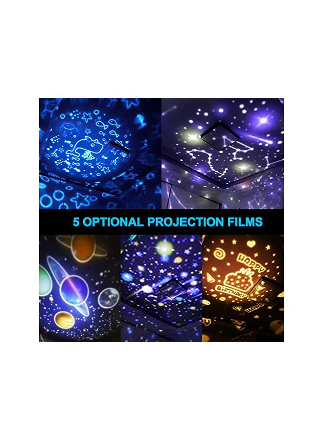 The Bros Night Lights for Kids, Multifunctional Star Projector Lamp Night Light for Boys and Girls Birthday Gifts and Other Parties Decoration, Best Gift for Baby’s Bedroom, 5 Colorful Films - Image 3