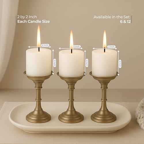 Floryn Decor White Pillar Candles Set of 6 | Dripless | Smokeless | Odourless | White Candles for Decoration | Burning Time- 30 Hours, Size- 2 by 2 inches | Unscented - Image 4