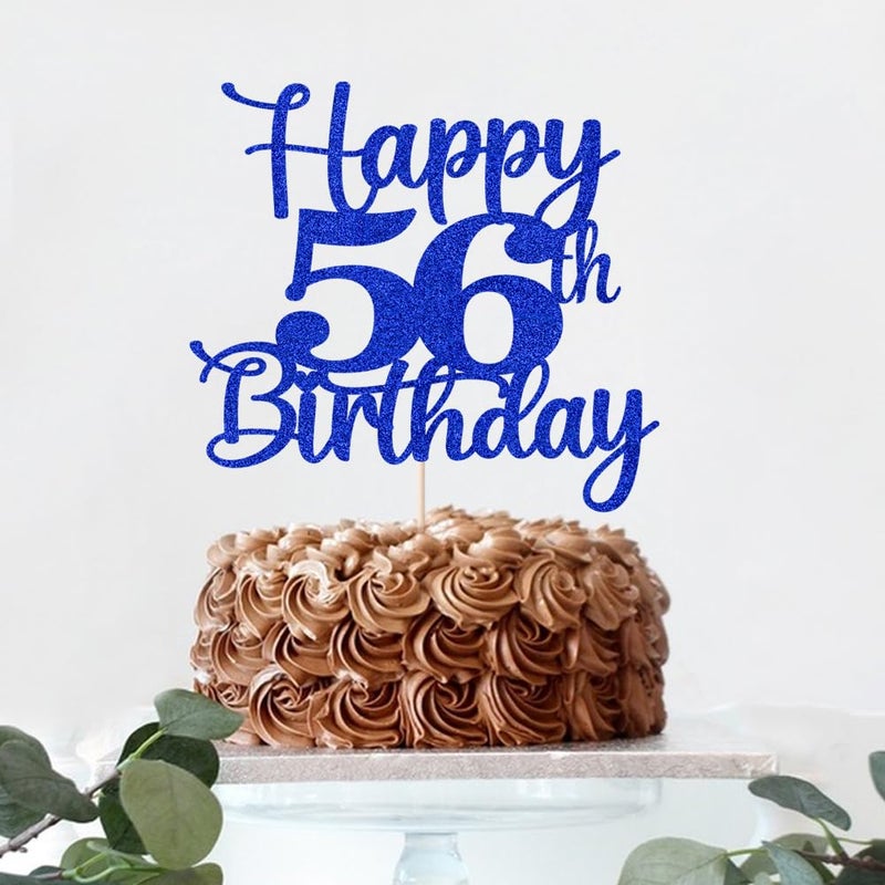 Kaoenla Happy 56th Birthday Cake Topper Hello 56 Cheers to 56 Years 56th Anniversary /56 years old birthday Party Decoration (56th  blue) - Image 4