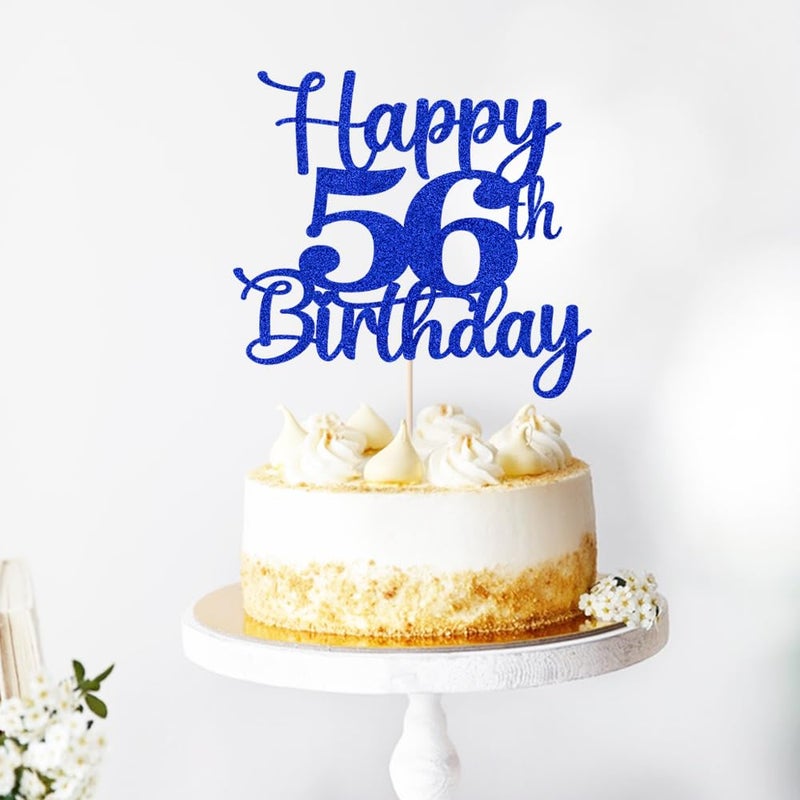 Kaoenla Happy 56th Birthday Cake Topper Hello 56 Cheers to 56 Years 56th Anniversary /56 years old birthday Party Decoration (56th  blue) - Image 5