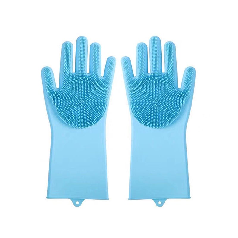 Long Hair Magic Silicone Bowl Washing Gloves Womens Rubber Kitchen Housework Durable Waterproof Cleaning Bowl Washing Durable Bowl Washing Pink - Image 3