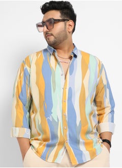 Instafab Plus Instafab Plus Contrast Abstract Print Shirt  - Image 1