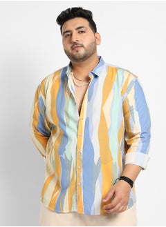 Instafab Plus Instafab Plus Contrast Abstract Print Shirt  - Image 2