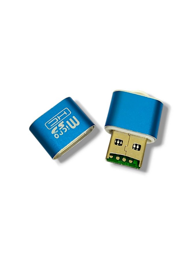ماركة غير محددة قارئ بطاقات Micro SD صغير USB 2.0 عالي السرعة - محول بطاقة TF محمول (ازرق)  - Image 1