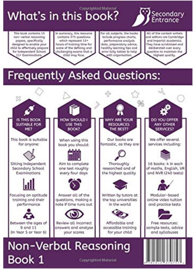 11+ Practice Papers For Independent Schools & Aptitude Training Non-Verbal Reasoning Book 1  - Image 2