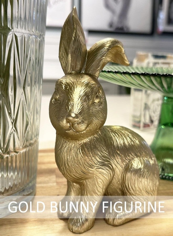 QIAOIDEA Gold Bunny Figurine, Easter Decor, 6.75" Statue, Modern Vintage Rabbit Ornament - Image 3