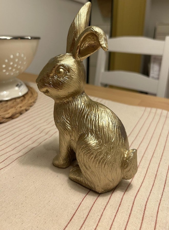 QIAOIDEA Gold Bunny Figurine, Easter Decor, 6.75" Statue, Modern Vintage Rabbit Ornament - Image 4