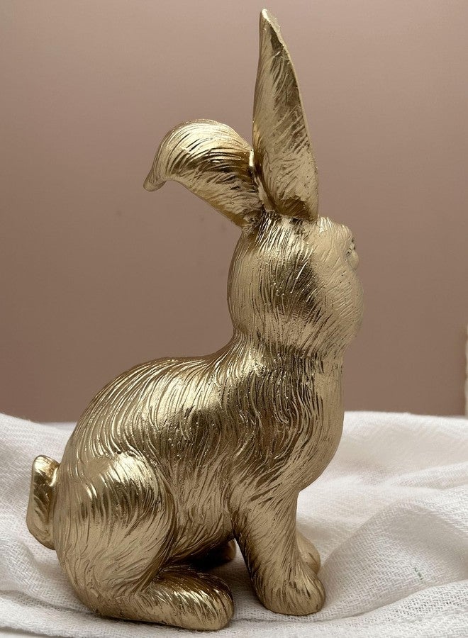 QIAOIDEA Gold Bunny Figurine, Easter Decor, 6.75" Statue, Modern Vintage Rabbit Ornament - Image 5