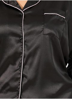 Styli Satin Pajama Set with Piping Detail  - Image 3