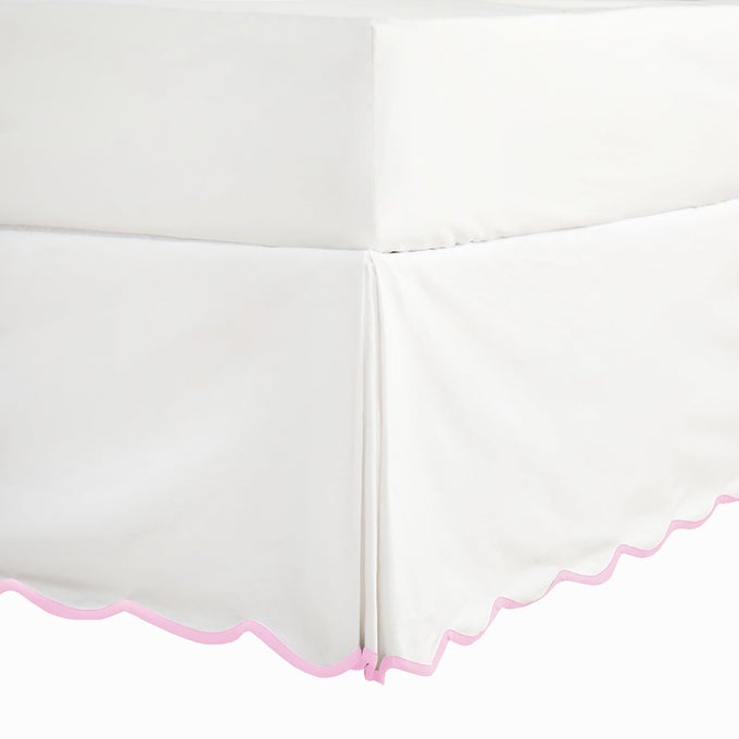 HIG OFFWHITE CHIC QUEEN BED SKIRT EASY FIT SCALLOP EDGE PLEATED BEDSKIRTS 14 INCH DROP ANTISLIP DUST RUFFLE THICK FABRIC FOR ENHANCED PRIVACY PREWASHED FOR LONGLASTING USEN60022