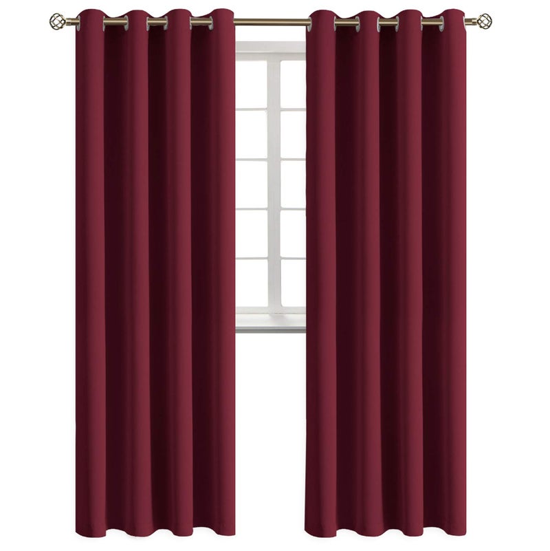 BGment الستائر التعتيم بليمة - غرفة نوم معزولة حرارية غامق وستائر غرفة المعيشة مجموعة من لوحين (52 × 120 بوصة بورجوندي) - Image 1