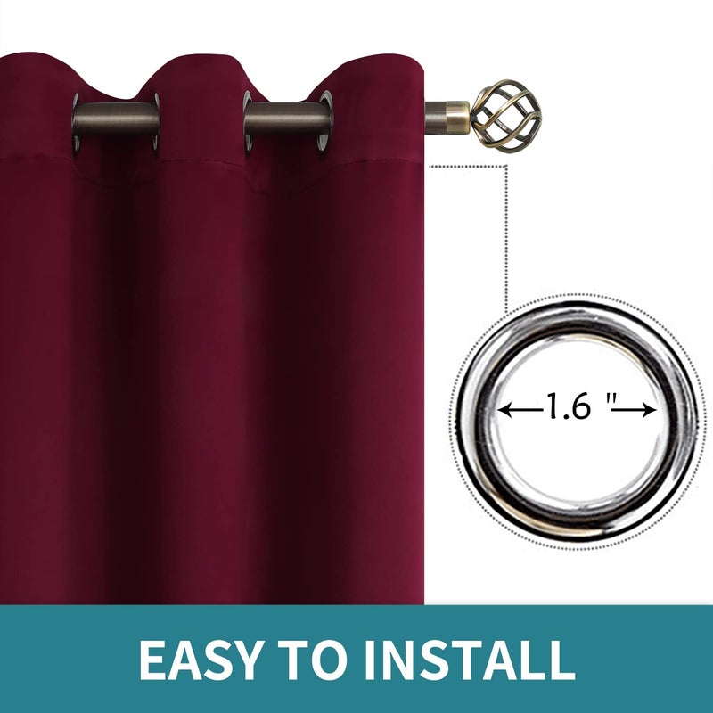 BGment الستائر التعتيم بليمة - غرفة نوم معزولة حرارية غامق وستائر غرفة المعيشة مجموعة من لوحين (52 × 120 بوصة بورجوندي) - Image 5