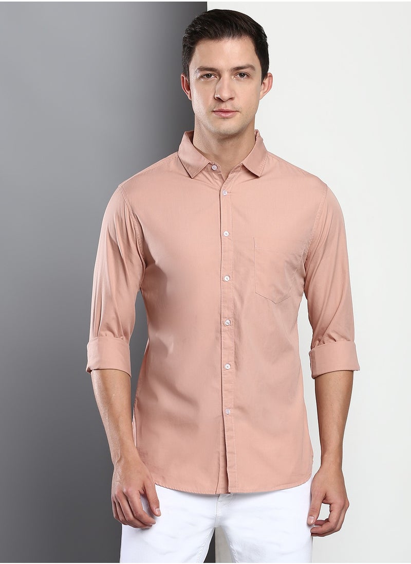Dennis Lingo قميص رجالي كاجوال من القطن بقصّة Slim Fit من Solid Shell (C301_Shell_S)  - Image 1