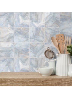 RATSAW Marble Tile Sticker, 10 Pcs 20x20cm Decorative Stick Tile Stickers Self-Adhesive Peel and Stick Tile Backsplash Vinyl Wall Stickers for Kitchen Bathroom Tile Wall Fireplace Decoration Stickers  - Image 2