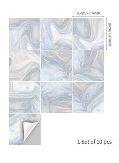 RATSAW Marble Tile Sticker, 10 Pcs 20x20cm Decorative Stick Tile Stickers Self-Adhesive Peel and Stick Tile Backsplash Vinyl Wall Stickers for Kitchen Bathroom Tile Wall Fireplace Decoration Stickers  - Image 4