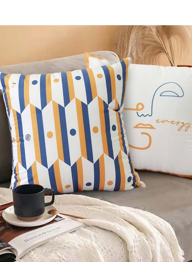 MIXDE Set of 6 Abstract Modern Decorative Pillow Covers - Short Plush Cushion Cases, 18 X 18 Inch - Geometric Design - Image 3