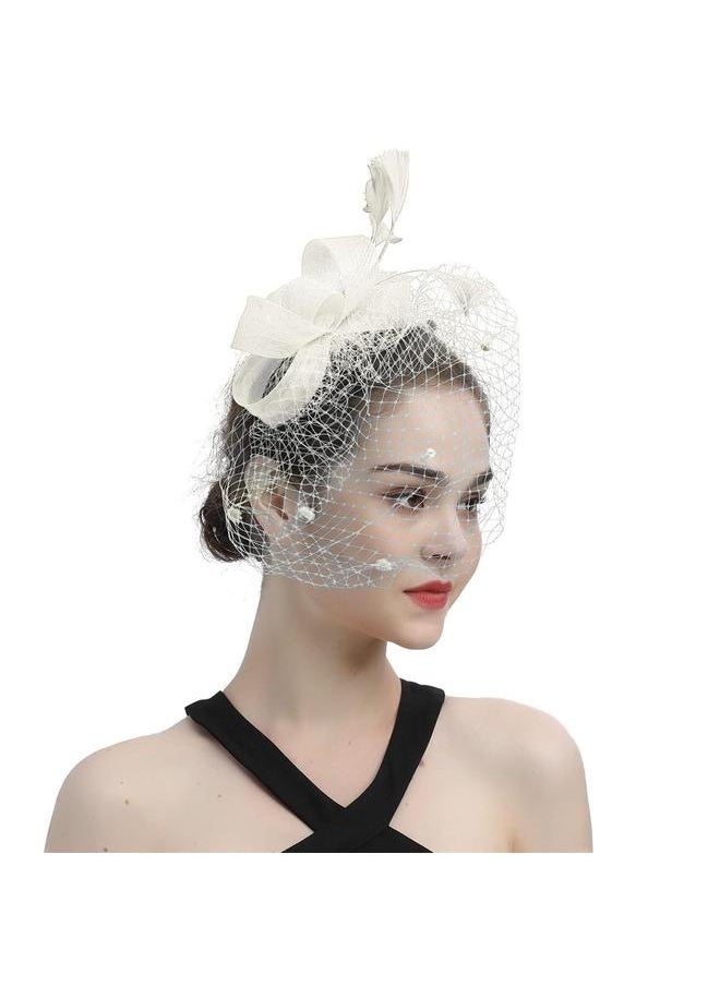 yongsheng Fascinator Hats for Women Kentucky Derby Feather Hair Clip Polka Dots Tea Party Hascinator Cocktail Ball Wedding  - Image 1