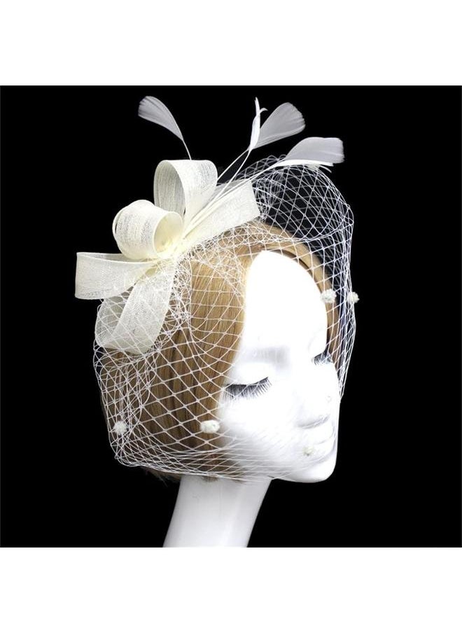 yongsheng Fascinator Hats for Women Kentucky Derby Feather Hair Clip Polka Dots Tea Party Hascinator Cocktail Ball Wedding  - Image 3