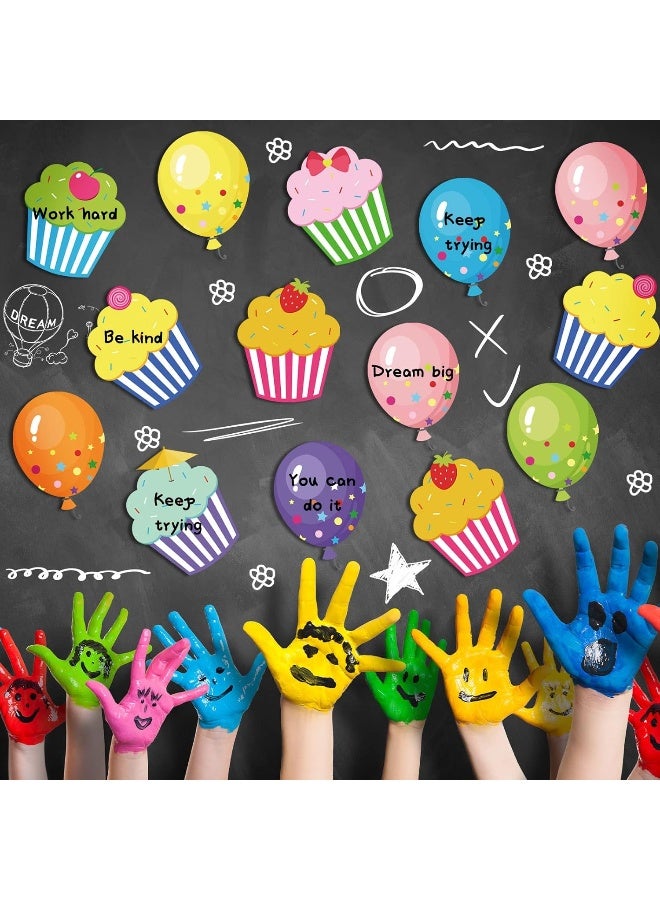 Yexiya 60 Pieces Colorful Cupcake Cutouts Birthday Classroom Bulletin Board Decorations Creative Cupcake Balloons Cutouts Name Tags for Classroom Door Decorations - Image 5