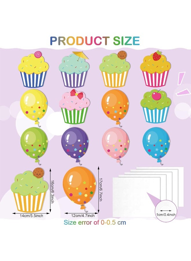 Yexiya 60 Pieces Colorful Cupcake Cutouts Birthday Classroom Bulletin Board Decorations Creative Cupcake Balloons Cutouts Name Tags for Classroom Door Decorations - Image 2