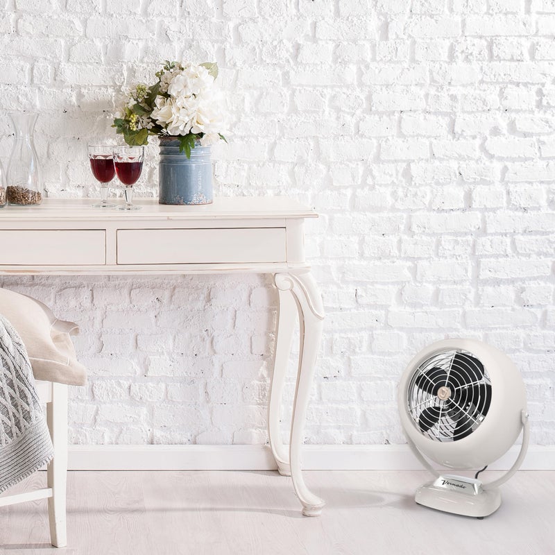 Vornado VFANâ„¢ Vintage Fan, Retro Metal Air Circulator for Cooling & DÃ©cor, 3 Speed Settings, Adjustable Tilt, Powerful Airflow, Durable Construction, Manual Dial Control, Vintage White - Image 2