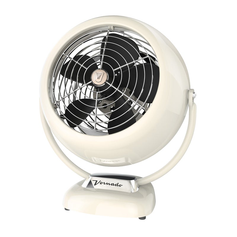 Vornado VFANâ„¢ Vintage Fan, Retro Metal Air Circulator for Cooling & DÃ©cor, 3 Speed Settings, Adjustable Tilt, Powerful Airflow, Durable Construction, Manual Dial Control, Vintage White - Image 1