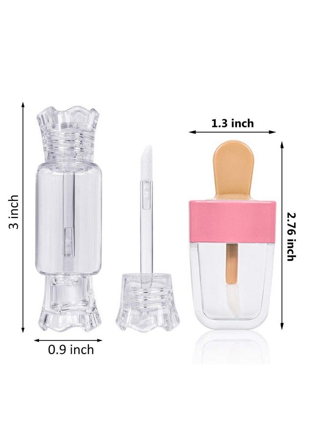 JOLLYSTYLE 24Pcs Lip Gloss Tubes Candy Ice Cream Shape Lip Gloss Containers Empty Refillable Clear Lipgloss;Lip Balm Containers For Girls Women Diy Cosmetics (12 Candy And 12 Ice Cream) - Image 4