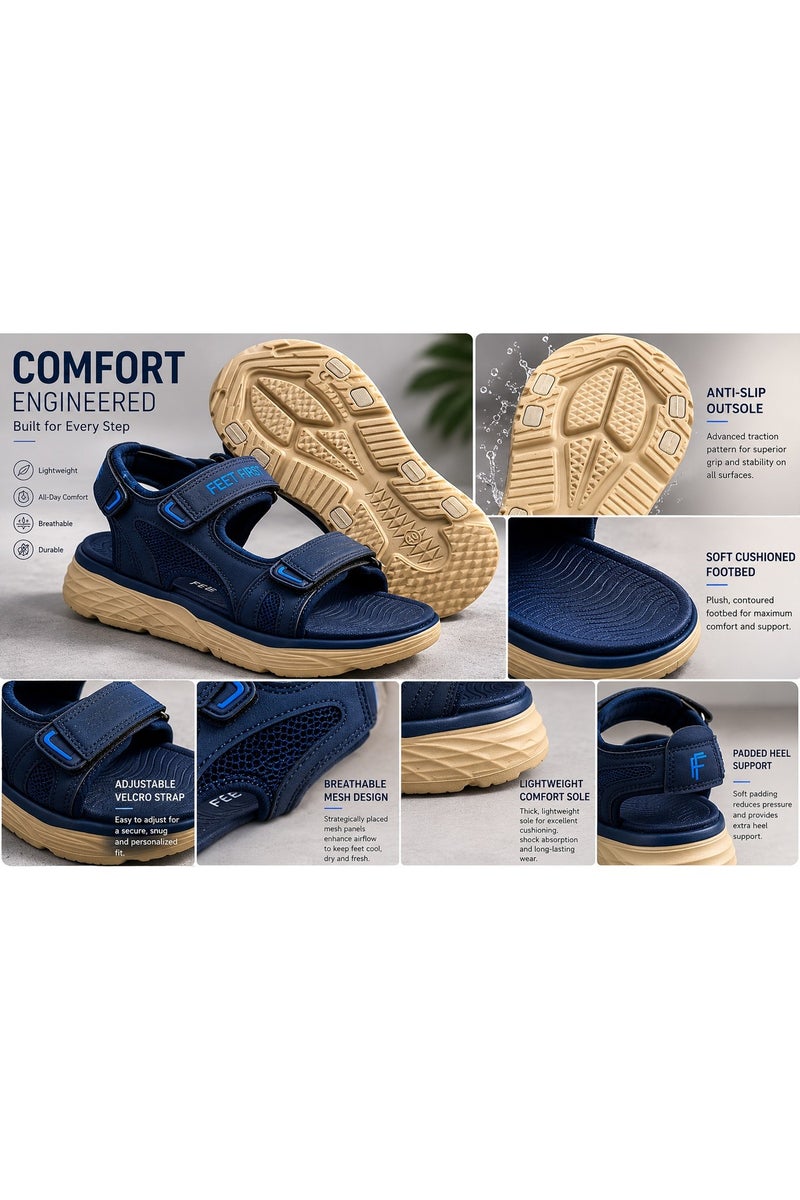 Feet First Men’s Sports Sandals with Adjustable Velcro Straps – Lightweight Comfort Outdoor Walking Sandals - Image 3
