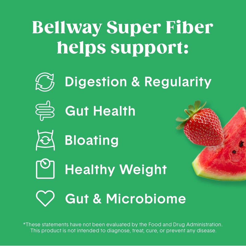 Bellway Super Fiber Powder  Fruit Sugar Free Organic Psyllium Husk Powder Fiber Supplement for Regularity Bloating Relief  Digestive Health PlantBased Strawberry Watermelon 50 Servings - Image 2