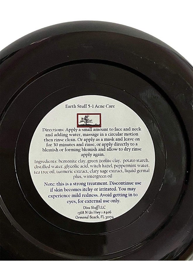 Diva Stuff Earth Stuff 5 In 1 Acne Scrub Mask Wash Spot Treatment And Black Head Dissolver For Cystic Severe And Mild Acne 4Oz Jar By Diva Stuff - Image 3