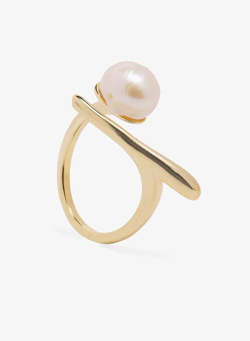 ELLA Pearl Detail Gold Ring