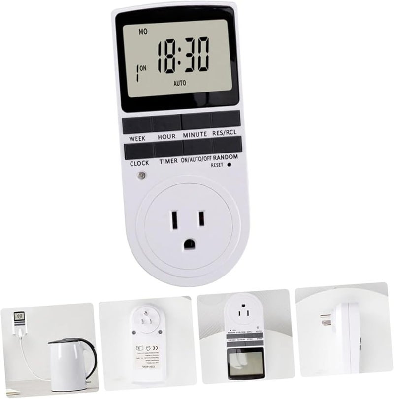 Programmable Digital Timer Plug With Large Display 2 Outlets Energy Saving Indoor Use - Image 4