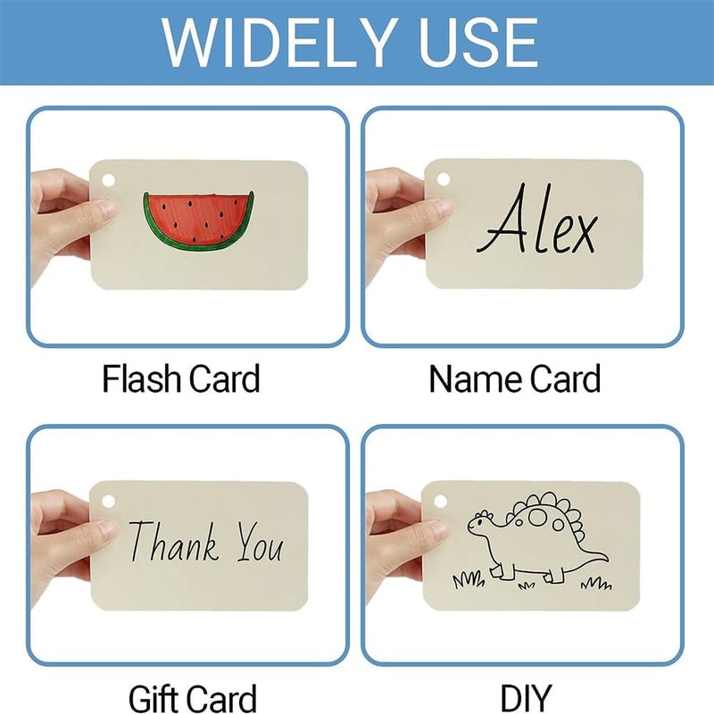 MNODWLOF 400 Sheets White Blank Flash Cards,3.5 x 2.2 Inch Small Study Cards, Learning Kraft Paper, Easy Flip Mini Index Note Flashcards (8 Pack) with Binder Rings - Image 5