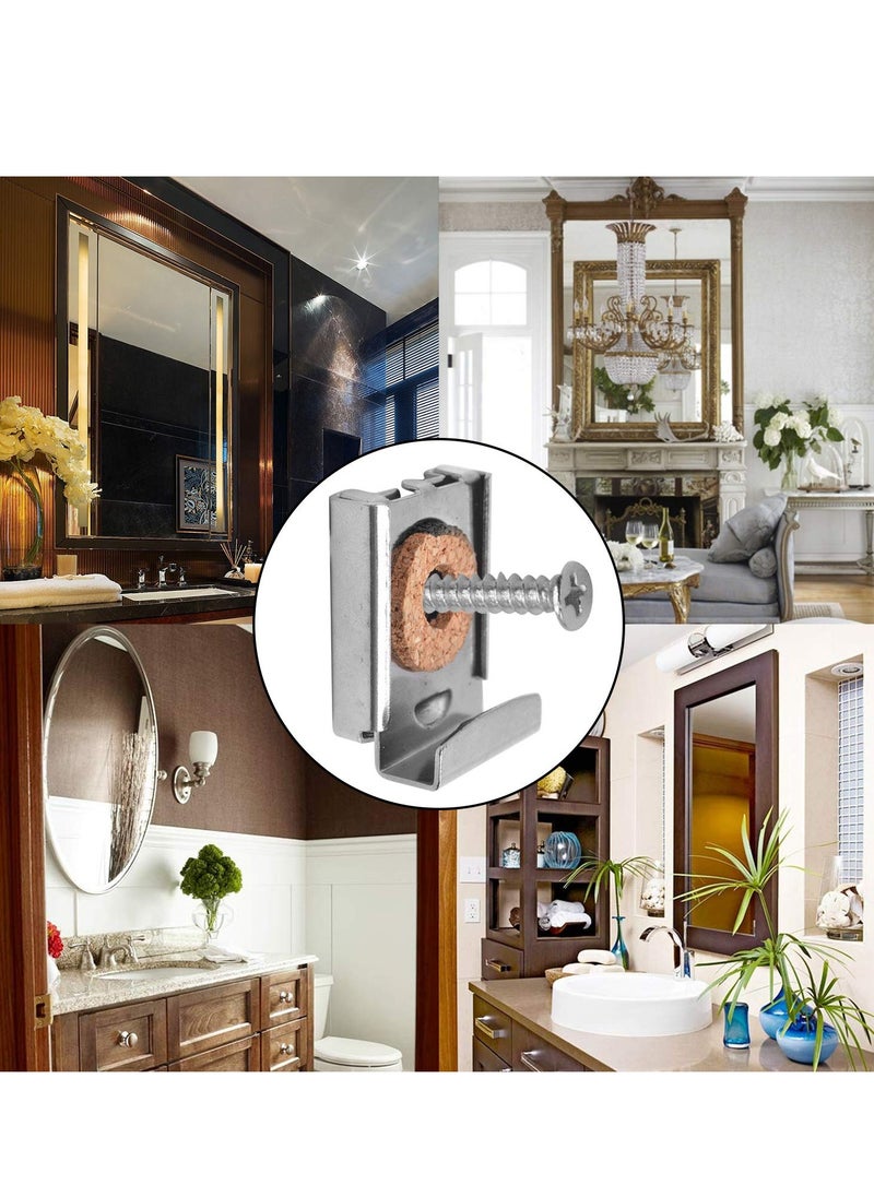 8 Pcs Adjustable Mirror Hanger Clips, Perfect for Unframed Mirrors in Bathrooms, Living Rooms and Public Spaces, Easy Installation and Durable Design