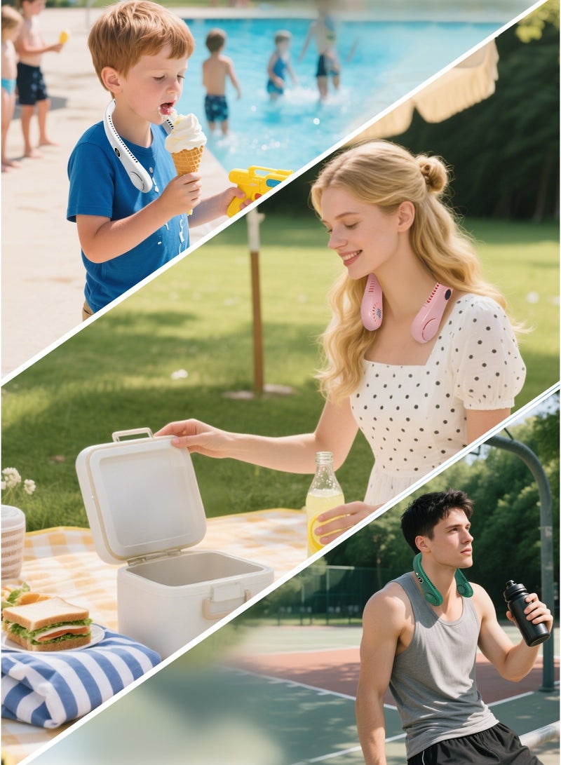 وين هولدر مروحة محمولة، مروحة رقبة محمولة، مروحة بدون شفرات بدون استخدام اليدين، مروحة شخصية قابلة للارتداء تعمل بالبطارية، بدون شفرات، قابلة لإعادة الشحن، تصميم سماعة رأس، 5 سرعات هدية للنساء والرجال - وردي - Image 4