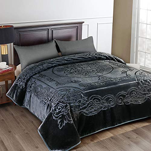 JML Fleece Blanket King Size, Heavy Korean Mink Blanket 85 x 95 Inches- 9 Lbs, Single Ply, Soft, Warm, Thick Raschel for Autumn,Winter, Dark Grey - Image 1
