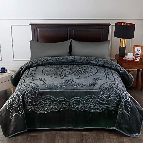 JML Fleece Blanket King Size, Heavy Korean Mink Blanket 85 x 95 Inches- 9 Lbs, Single Ply, Soft, Warm, Thick Raschel for Autumn,Winter, Dark Grey - Image 2