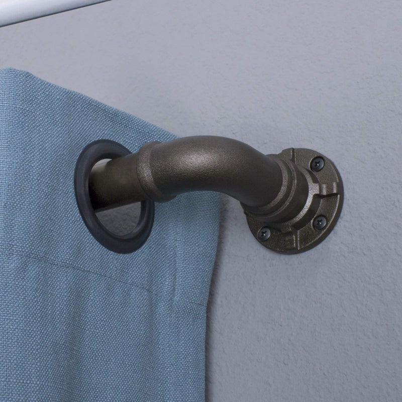 Decopolitan Industrial Wrap Around Telescoping Curtain Rod Set, 18-36", Bronze - Image 2
