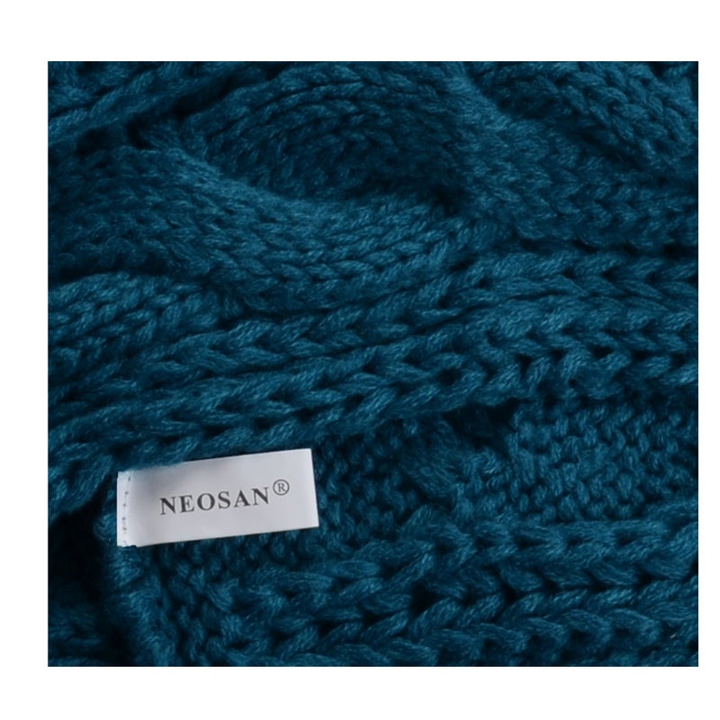 NEOSAN Womens Thick Ribbed Knit Winter Infinity Circle Loop Scarf Twist Teal - Image 4