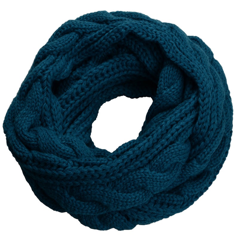 NEOSAN Womens Thick Ribbed Knit Winter Infinity Circle Loop Scarf Twist Teal - Image 1