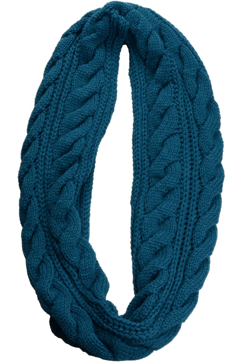 NEOSAN Womens Thick Ribbed Knit Winter Infinity Circle Loop Scarf Twist Teal - Image 2