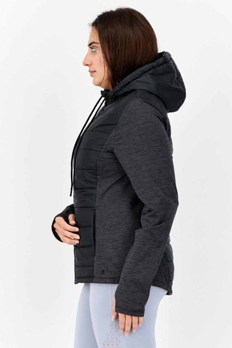 Bearpaw جاكيت رياضي نسائي بأكمام طويلة مناسب للخارج، أسود - Image 4