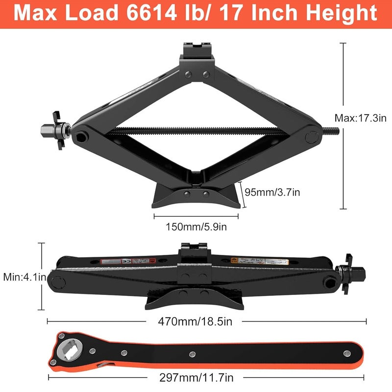 IMAYCC Scissor Jack for Car, Portable Car Jack Kit 4409 lbs (2 Ton), Universal Tire Change Kit for Auto/SUV/MPV - Image 3