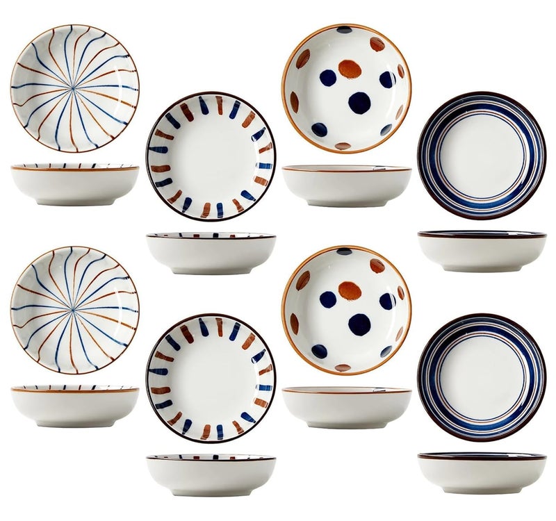 Sugalsu Ceramic PlatesDish Set Traditional Japanese Design Dinnerware Plate Set Serving Pasta Cake Salad Dessert Can Be Used in Microwave DishwasherPack of 8 - Image 1